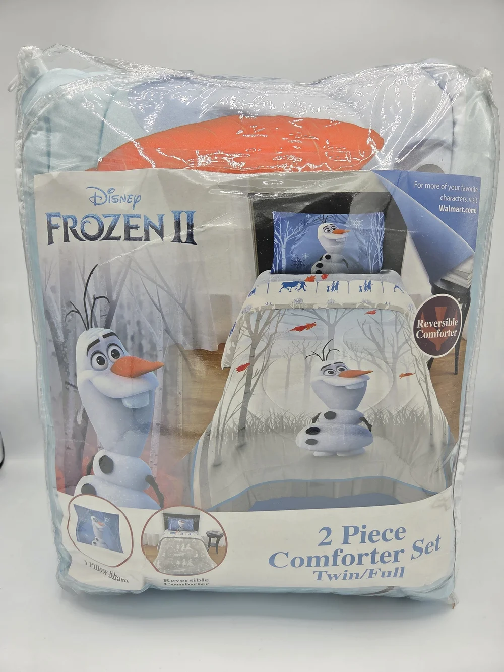 Disney Frozen Reversible Comforter Set in Light Blue, White, Grey